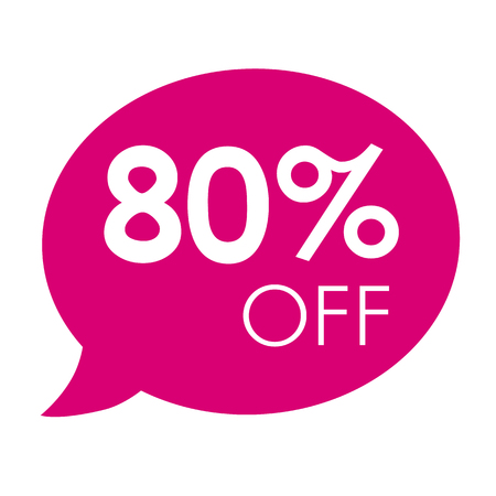 Special offer 50%, 60%, 70%, 80% sale colored speech bubble tag vector illustration. Discount offer price label, symbol advertising in retail, sale promo marketing, discount sticker on shopping dayのイラスト素材