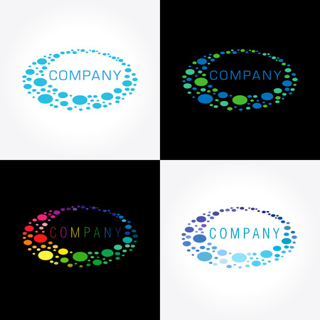 Letter O logotype. Loading, waiting isolated abstract. Multi colored graphic template concept. Corporate branding identity idea, wave oval or 0 zero number shape.のイラスト素材