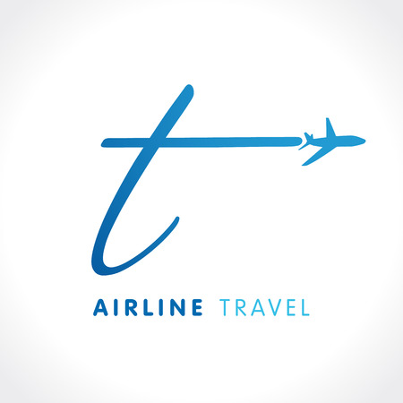 T letter transport travel company icon . Airline business travel icon design with letter "t".のイラスト素材