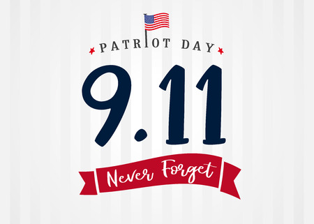 Patriot day USA 9/11, Never forget lettering on light stripes banner. Patriot Day, September 11, We will never forget text on light beams backgroundのイラスト素材