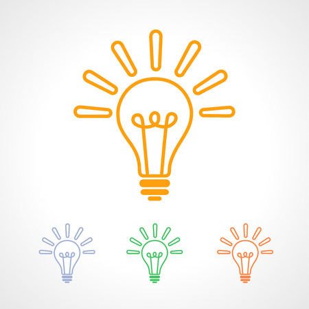 Good ideas colored line art icon. Solution symbol, shine lamp colorful vector illustrationのイラスト素材