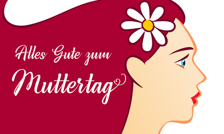 Alles Gute zum Muttertag, beautiful women, translation: Happy mother's day. Wishes mom greeting card for mothers day. Vector Illustrationのイラスト素材