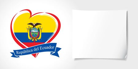 Ecuador Independence Day greeting card. Ecuadorian flag, national ecuadorian flagのイラスト素材