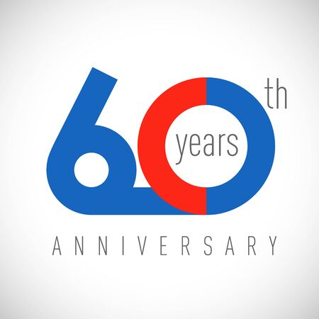 60 th anniversary numbers. 60 years old congrats, colorful logotype. Congratulation idea. Isolated abstract graphic design template. Colored digits. Up to 60% off discount. Anniversary  conceptのイラスト素材