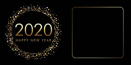 2020 A Happy New Year logotype, Merry Christmas lettering congrats. Xmas background, ad banner, page...