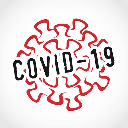 Coronavirus logo concept. Novel Coronavirus icon. COVID-19 disease image with black text. SARS pandemic red symbol. Isolated abstract graphic design template. Creative NCOV sign with typographyのイラスト素材