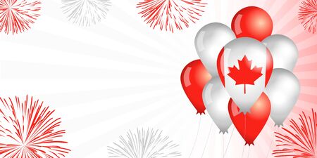 Canada Day balloons & flag background. Special offer sale from 1st of July, Happy Canada Day, weekend discount. Vector illustration for independence day bannerのイラスト素材