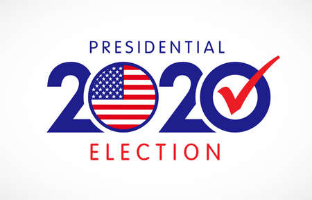 2020 United States of America Presidential Election banner. Vote 2020 banner with flag USA. Election day vector illustrationのイラスト素材