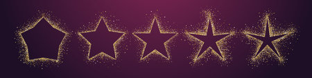 Set of shiny golden stars. Star shape collection. Creative graphic, dark background. Decorative...