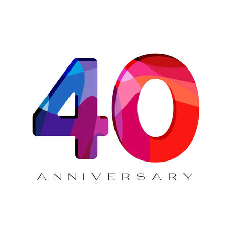 40th anniversary numbers. 40 years old logotype concept. Isolated abstract graphic design template....