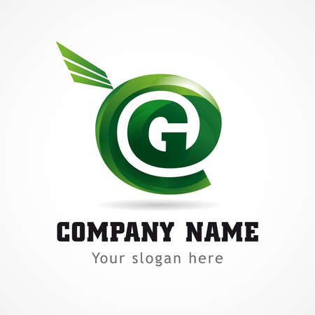 Letter G green flying abstract brand name sign. Branding vector   G design. business icon. Technology, networking administration, geological research or green energy symbol.のイラスト素材