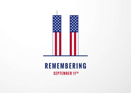 Remembering Patriot day 9.11, We will never forget. Vector Illustration of the Twin towers...