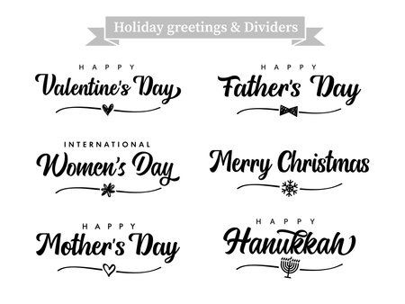 Set of Holiday greetings and dividers shape. Creative concept for Valentine's Day, Women's Day, Mother's and Father's Day, Christmas or Hanukkah greeting card design. vector illustrationのイラスト素材