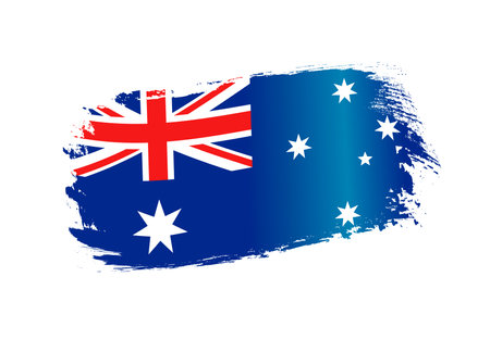 Australia grunge flag made in textured brush stroke. Patriotic country flag isolated on white background for Australia, 26 January. vector illustrationのイラスト素材