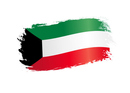 Kuwait flag made in textured brush stroke. February 25, Kuwait national day - patriotic country flag on white background. vector illustrationのイラスト素材