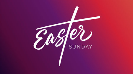 Easter Sunday calligraphy web slide. Elegant inscription, Christian typography poster. Easter card or banner template. vector illustrationのイラスト素材