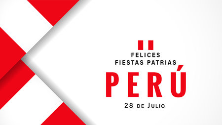 Felices Fiestas Patrias Peru poster with flags. Translation from spanish - Happy National Day of Peru, July 28. Independence Day of Peru vector illustrationのイラスト素材