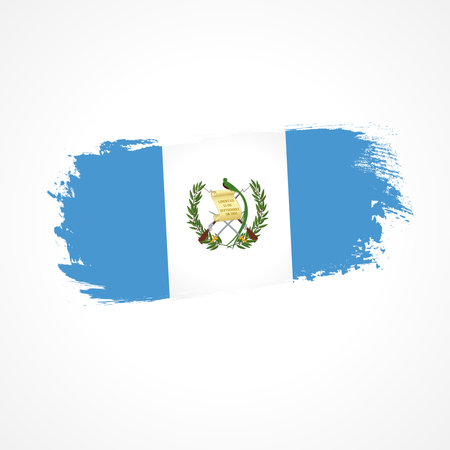 Guatemala flag in the shape of a brush stroke. Happy Independence Day of Guatemala banner with flag in grunge style. vector illustrationのイラスト素材