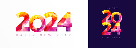 Collection of new year 2024 creative icons. Red set of numbers 2 0 2 4. Modern design. isolated...