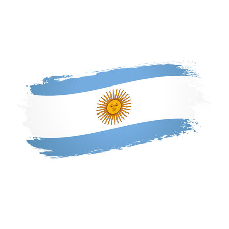 Argentina flag within brushing strokes clipping mask. Creative flag of Argentina. Travel business symbol. Sports sign concept. Hand drawn style. State holidays celebration.のイラスト素材