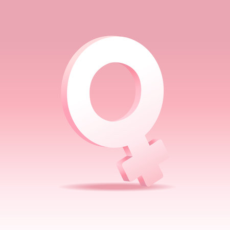3d female gender symbol sign. Realistic icon women, vector illustrationのイラスト素材