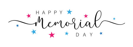 Happy Memorial Day, brush calligraphy lettering. Vector illustrationのイラスト素材