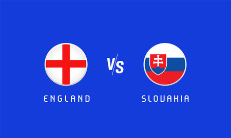 England vs Slovakia, Round of 16, flag emblem concept. Vector background with English and Slovak flags for football championship, news program or TV broadcastのイラスト素材