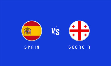 Spain vs Georgia, Round of 16, flag emblem concept. Vector background with Spanish and Georgian flags for football championship, TV broadcast or news programのイラスト素材