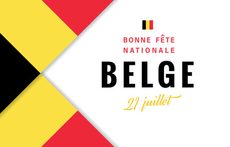Belgian greeting card - Happy National Day Belgium July 21 French greetings. Creative 3D design. Invitation template. Billboard template. Postcard concept. Digital clip artのイラスト素材