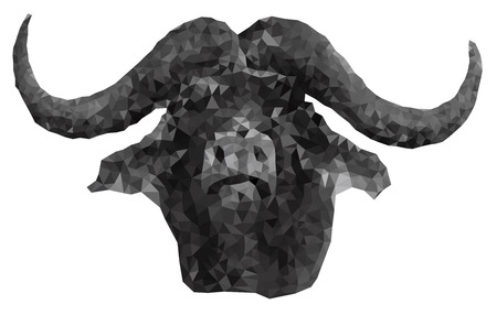 Low poly Buffalo head in format on the wight backgroundのイラスト素材