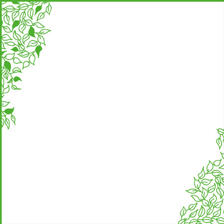 Green frame with leaves, spring time.のイラスト素材