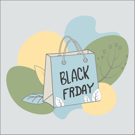 Design elements for the design of various advertising products. Grocery bag. Environmentally friendly. Pastel colors.のイラスト素材