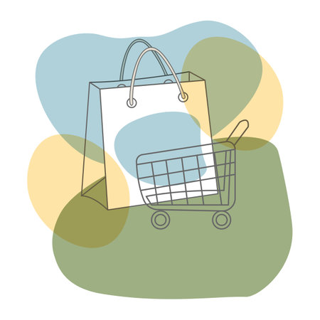 Design elements for sales lines. Logo, banner, image for grocery bag.bannerのイラスト素材