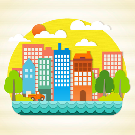 The building of a paper origamiのイラスト素材