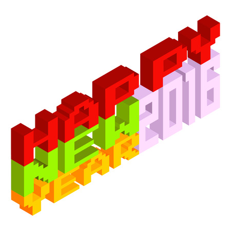 Happy New Year 2016 pixel art 8 bit styleのイラスト素材