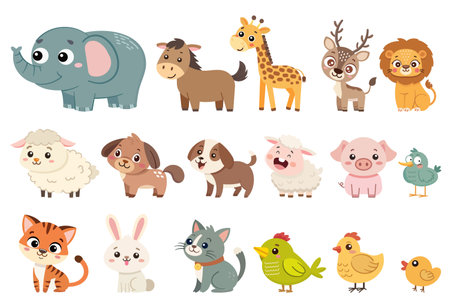 Animals set. Cute cartoon animals collection. Vector illustration.のイラスト素材