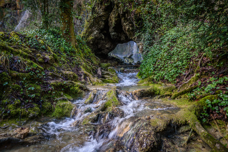 Waterfall in Roquefort Cascade Franceの写真素材