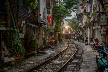 The Siagon to Hanoi Train line in Old Quarter Hanoiのeditorial素材