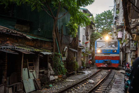 The Siagon to Hanoi Train line in Old Quarter Hanoiのeditorial素材