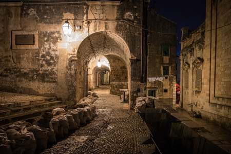 Back street sof Dubrovnik at nightの写真素材
