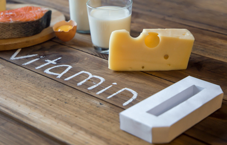 Foods rich in vitamin D. Top viewの写真素材