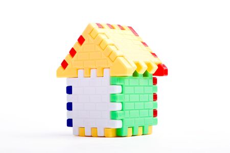 puzzle toy house, on a white backgroundの写真素材