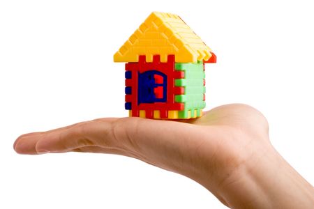 puzzle toy house, on a white backgroundの写真素材