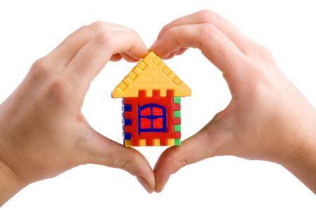 puzzle toy house, on a white backgroundの写真素材