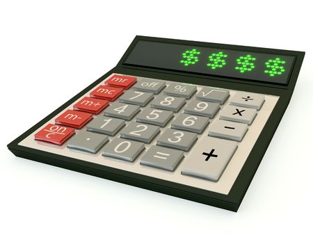  calculator with a dollar sign on the displayの写真素材