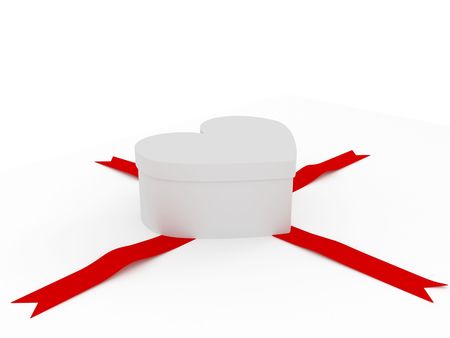 white gift box with red ribbonの写真素材