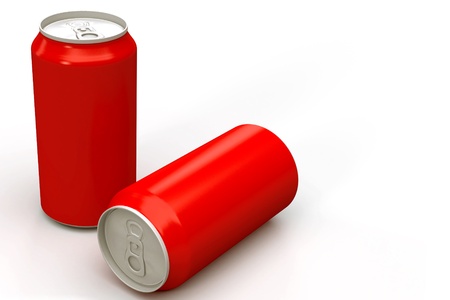 Red can on white backgroundの写真素材