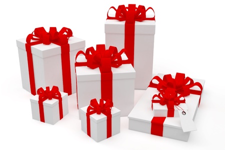 gift boxes over white backgroundの写真素材