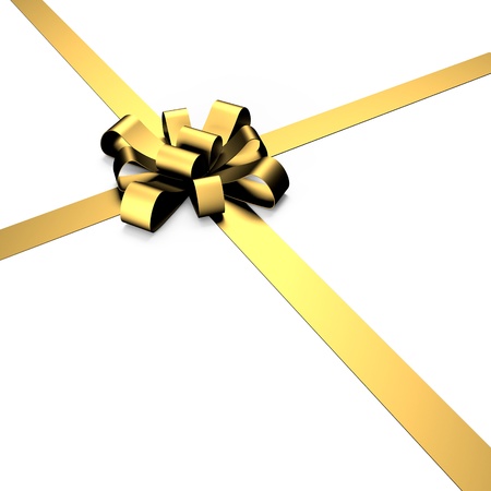 gold ribbon with bowの写真素材