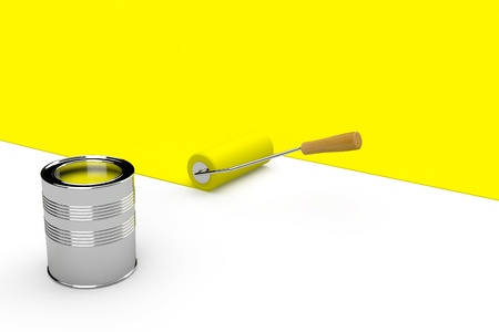 Paint roller draw a palette.の写真素材